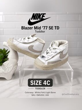 Nike Toddler Blazer Mid '77 SE TD in White and Light Bone Size 4C Toddler